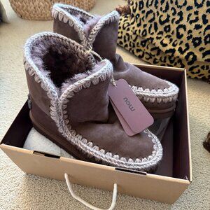Mou Eskimo 18 Glitter Logo Ankle Boots, New in Box, Sz 40 (9.5US), Brown Pepper